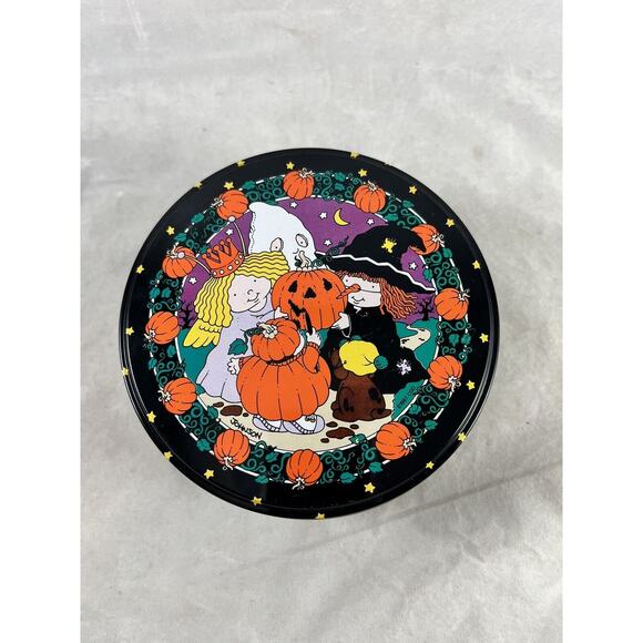 Punkin' Patch Kids Halloween Tin Cookies Candy Container Round CGD Vintage 1987 - Picture 1 of 4